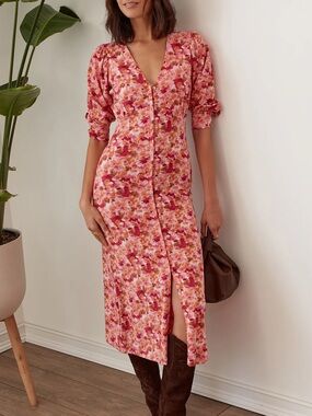 Printed Greta Dress by Grey State Women’s Midi (L) Anthropologie Casual Girly